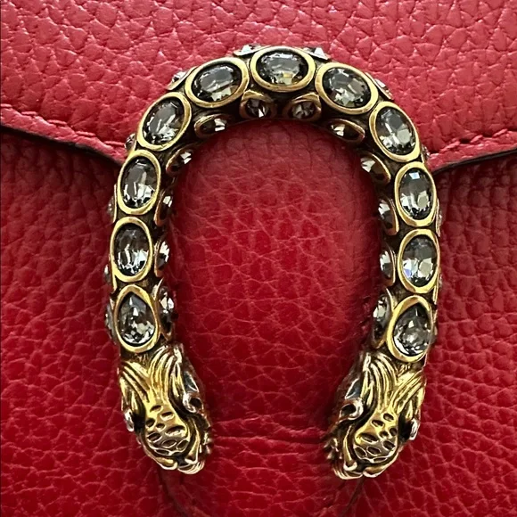 Gucci Dionysus Red leather Wallet on chain /WOC - Picture 3 of 12